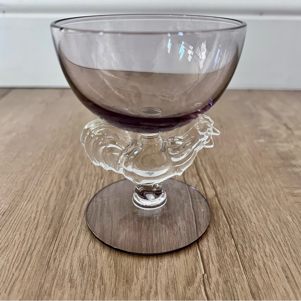 Morgantown Chanticleer Purple‎ Rooster Cocktail Goblet Cordial Glass 4” RETIRED